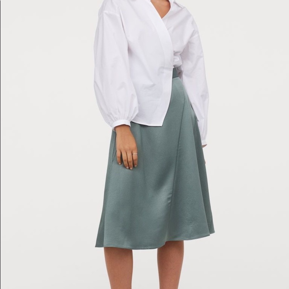 Twisted Seam Satin Midi Skirt